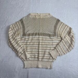 French Rags Ivory‎ Striped Long Sleeve Pullover Fits All Sweater Womens One Size